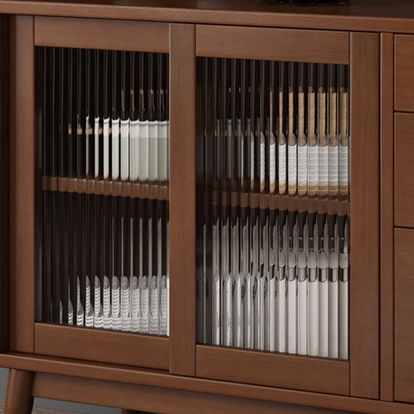 Moderne porte da pranzo in legno di gomma porte di vetro con cassetti con cassetti