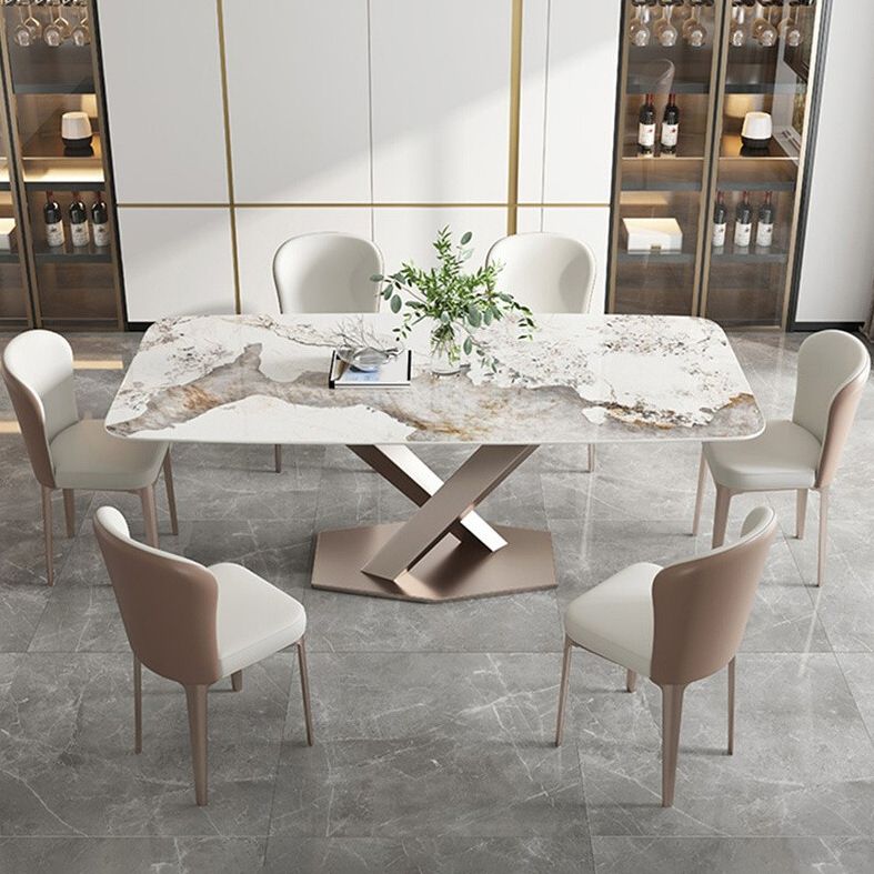 Traditional Luxury Dining Table Rectangle Sintered Stone Dining Table with Pedestal Base Clearhalo ' dining_table' 'Dining Tables & Seating' 'Dining Tables' 'furn' 'furn_dining_table' 'Furniture' 'furniture_dining_table' 'Kitchen & Dining Furniture' 'kitchen&dining_furn' 'kitchen' 'kitchen_dining_table' 1200x1200_77dd8055-ced0-4bf5-ab36-eb2499ae4f4a