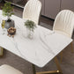 Set da tavolo da pranzo rettangolare glam 1/2/5/7 pezzi Dinette set con top in pietra sinterizzata bianca