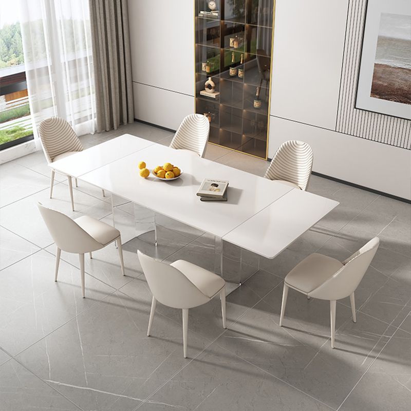 Extendable Dining Table Set 1/4/5/7 Pieces with Acrylic Base Kitchen Furniture Set Clearhalo 'Dining Room Sets' 'Dining Tables & Seating' 'dining_room_set' 'furn' 'furn_dining_room_set' 'Furniture' 'Kitchen & Dining Furniture' 1200x1200_77dff3b9-2bdc-40b7-8877-784348c5d22a