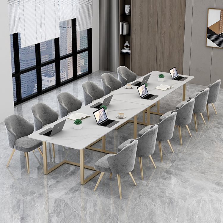 Mesa de reunión rectangular de la oficina en casa escritura de escritura fija de lujo