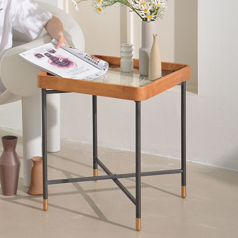 Modern Square Corner Table Cross Legs Side End Table for Living Room