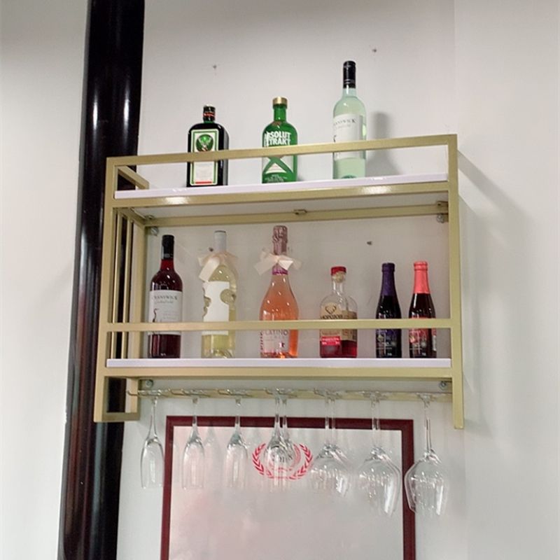Modern Wall Mounted Wine Racks Metal Wine Jail With Glass Holder & Storage Shelf Clearhalo 'furn' 'furn_wine_racks' 'Furniture' 'Kitchen & Dining Furniture' 'Wine Racks' 'wine_racks' 1200x1200_77e27320-37b9-4047-b4a5-609137bc5de5