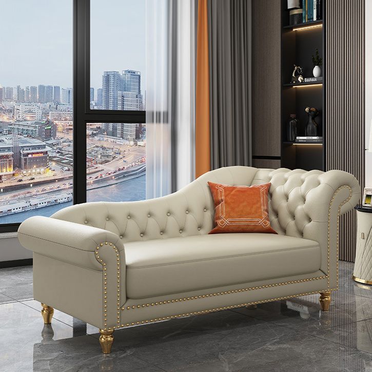 Modern Style Rolled Arms Chaise Living Room Faux Leather Chaise Clearhalo 'Chairs & Seating' 'Chaise Lounge' 'chaise_lounge' 'furn' 'furn_chaise_lounge' 'Furniture' 'Living Room Furniture' 1200x1200_77e27e05-a88c-4134-96fd-e5ef19205b24