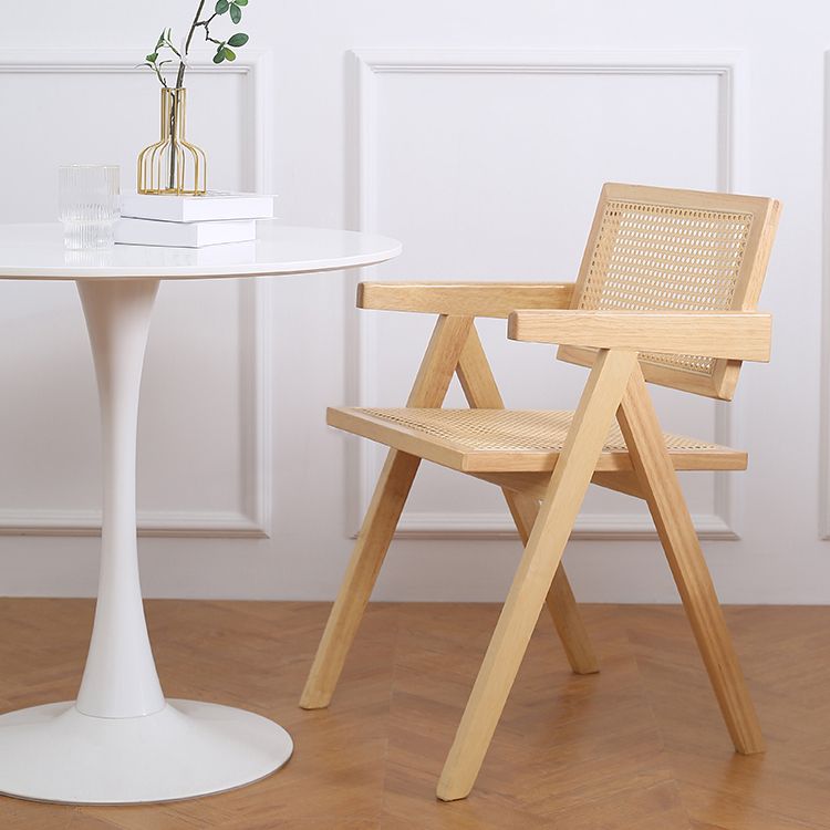 Contemporary Dining Arm Chair Matte Finish Solid Wood Open Back Chair Clearhalo ' kitchen&dining_furn' 'Dining Chairs' 'Dining Tables & Seating' 'dining_chair' 'furn' 'furn_dining_chair' 'Furniture' 'furniture_dining_chair' 'Kitchen & Dining Furniture' 'kitchen' 1200x1200_77e31aa9-53cb-4b09-9511-18880b3cdb01