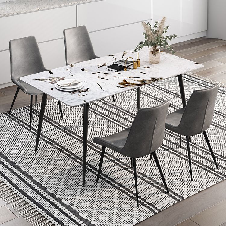 Rectangle 4 jambes Table à manger industrielle Tablette fixe de pierre frittée