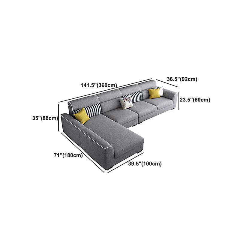 Braccio quadrato sezionali alti da 35 pollici in sezioni cuscini rimovibili grigi