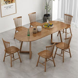 Oval Dining Table Modern Pine Solid Wood Dining Table with Natural Finish Legs