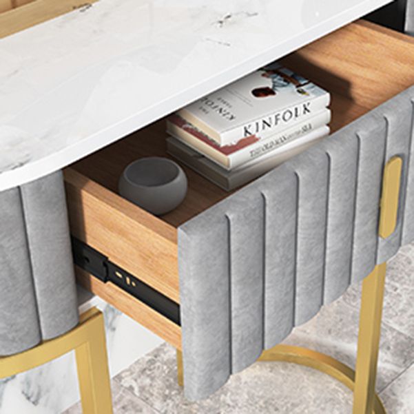 Glam Oval Console Akzenttisch Antikes Finish -Sofa -Konsolentisch in Marmor