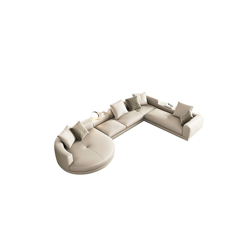 Zeitgenössisches echtes Ledersofa quadratischer Arm lose Rückensofa mit Tisch