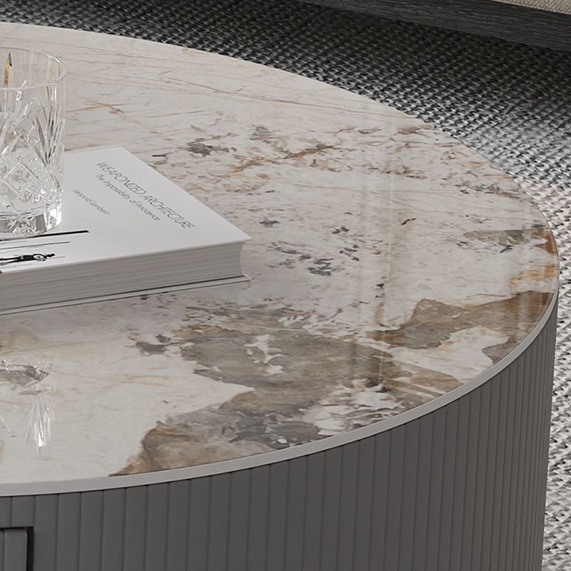 Glam Nesting Coffee Table Set Drum Round Slate Coffee Table with Drawers Clearhalo 'Coffee & Accent Tables' 'Coffee Tables' 'coffee_tables' 'furn' 'furn_coffee_tables' 'Furniture' 'Living Room Furniture' 1200x1200_77e809a2-2139-43a2-a0e8-e90cfb525749