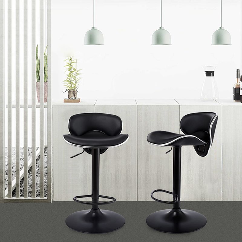 Adjustable Modern Counter Bar Stool Backrest Leather Bar Stool with Swivel in Black Clearhalo 'Bar Furniture' 'Bar Stools' 'bar_stools' 'furn' 'furn_bar_stools' 'furniture_bar_stools' 'Kitchen & Dining Furniture' 'kitchen&dining_furn' 'kitchen' 'kitchen_furn' Furniture' 1200x1200_77e8b431-e12b-4427-ae0c-58ef82c68fe9
