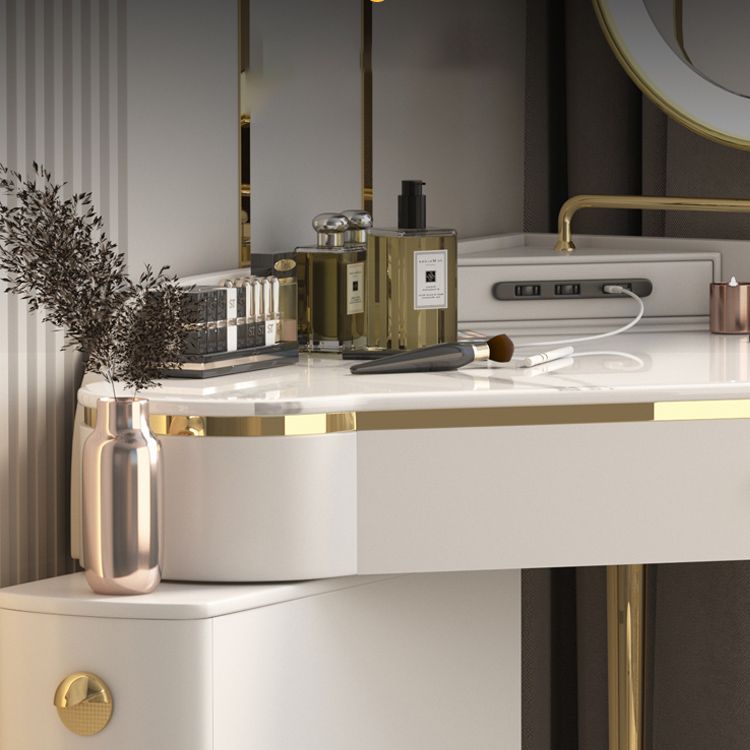 Contemporary Rectangle Make-up Vanity with 3 Drawers and Metal Base