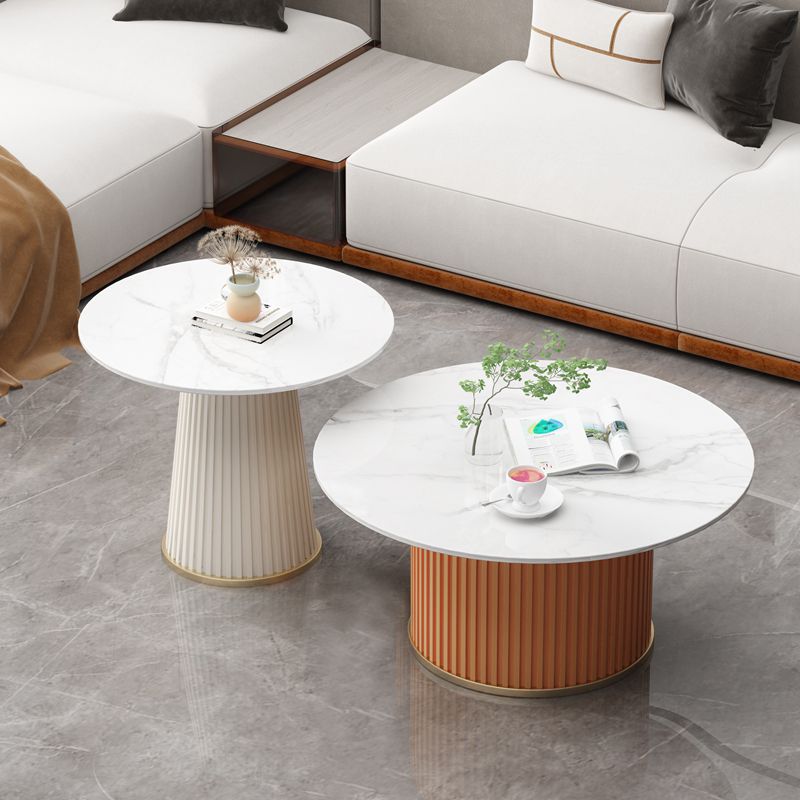 Slate Round Coffee Table Pedestal Coffee Cocktail Table for Living Room Clearhalo 'Coffee & Accent Tables' 'Coffee Tables' 'coffee_tables' 'furn' 'furn_coffee_tables' 'Furniture' 'Living Room Furniture' 1200x1200_77ea936d-f93b-422a-b541-f48b2bf515ea