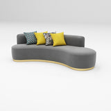 Contemporary Curved Settee Solid Color Tight Back Sofa for Living Room