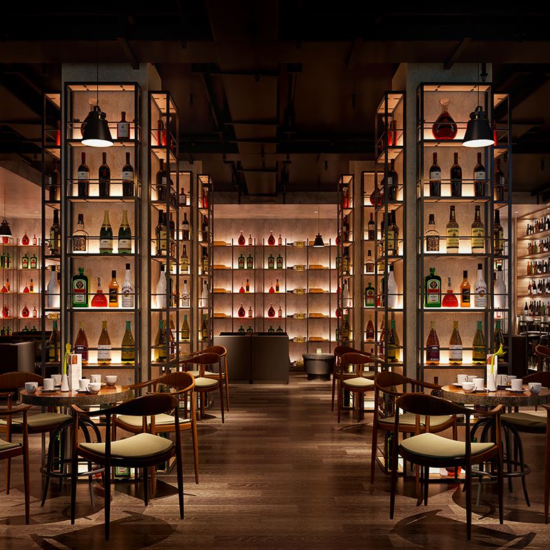 黒いモダンワインボトルホルダーフロアウッドと金属製ボトルホルダー5.9 "幅