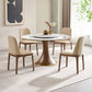 Modern Rotatable Round Table Set 1/4/5/7 Pieces Sintered Stone Top Wooden Round Table Set