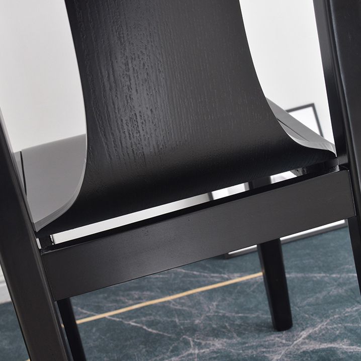 Contemporary Kitchen Dining Side Chair Wood Slat Back Side Chair in Black Clearhalo 'Dining Chairs' 'Dining Tables & Seating' 'dining_chair' 'furn' 'furn_dining_chair' 'Furniture' 'Kitchen & Dining Furniture' 1200x1200_77f3b779-e1a3-4a27-b428-aa9ee163c4ab