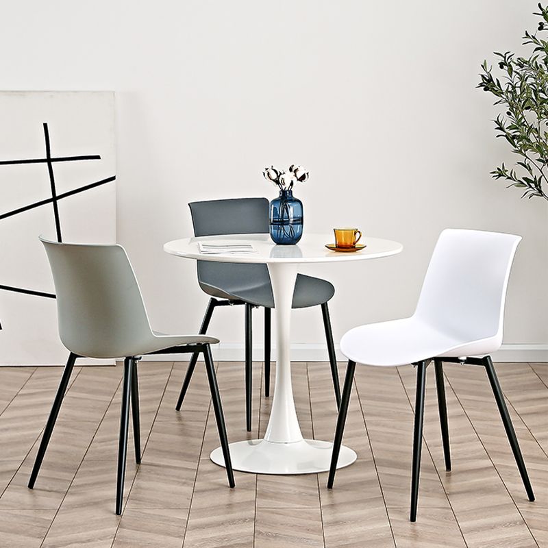 Nordic Solid Back Side Chair Plastic Indoor Arm Chair with Metal Base for Restaurant Clearhalo 'Dining Chairs' 'Dining Tables & Seating' 'dining_chair' 'furn' 'furn_dining_chair' 'Furniture' 'Kitchen & Dining Furniture' 1200x1200_77f5b928-115d-4498-b340-1bb762923a71