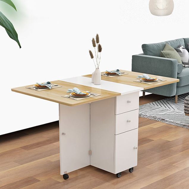 Wood Mid-Century Rectangle Table Wooden Top Table with Drop Leaf Clearhalo ' dining_table' 'Dining Tables & Seating' 'Dining Tables' 'furn' 'furn_dining_table' 'Furniture' 'furniture_dining_table' 'Kitchen & Dining Furniture' 'kitchen&dining_furn' 'kitchen' 'kitchen_dining_table' 1200x1200_77f5d0eb-c887-4d61-a150-5bbfa49ff8df