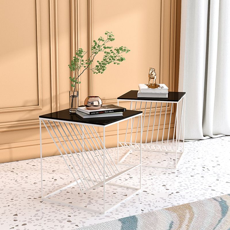 Moderne accenttafel nachtkastje glas nachttafel met planken, 19,7 "lang