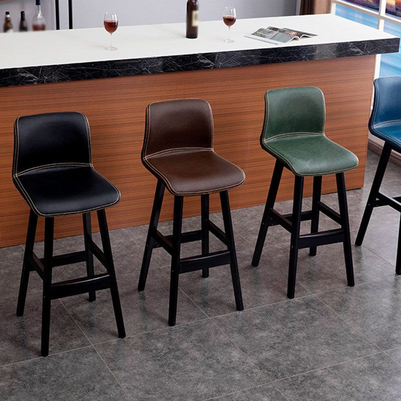 Scandinavian Rubberwood Home Stool Matte Finish Leather Barstool Clearhalo 'Bar Furniture' 'Bar Stools' 'bar_stools' 'Furniture' 'furniture_bar_stools' 'Kitchen & Dining Furniture' 1200x1200_77f76ca6-e9dd-4cca-b24c-2a7908c940cc
