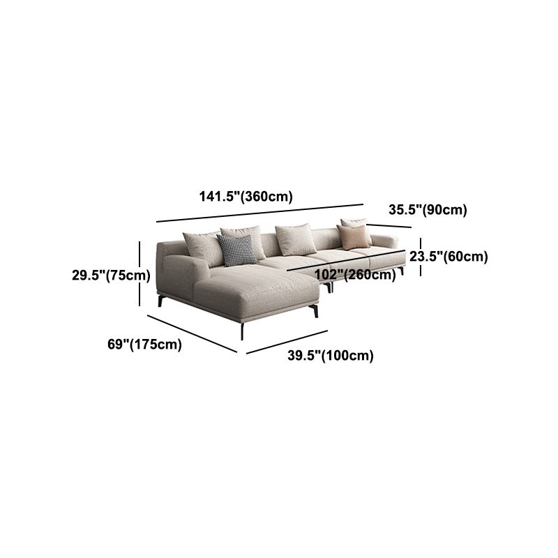 Faux Leather and Cotton Blend Recessed Arm Furniture Sectionals in Beige Clearhalo 'furn' 'furn_sectionals' 'Furniture' 'Living Room Furniture' 'Sectionals' 1200x1200_77fe13c5-2ad6-4117-af8c-0fbc6f9ab404