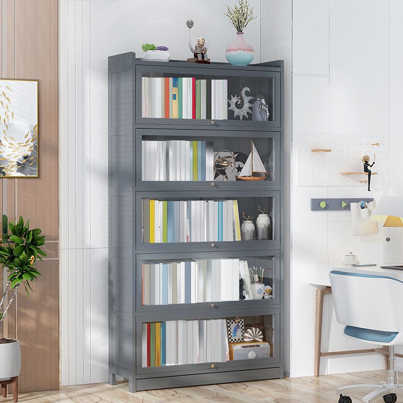 Modern Wooden Bookcase Rectangular 12.2"W Bookshelf in Dark Taupe