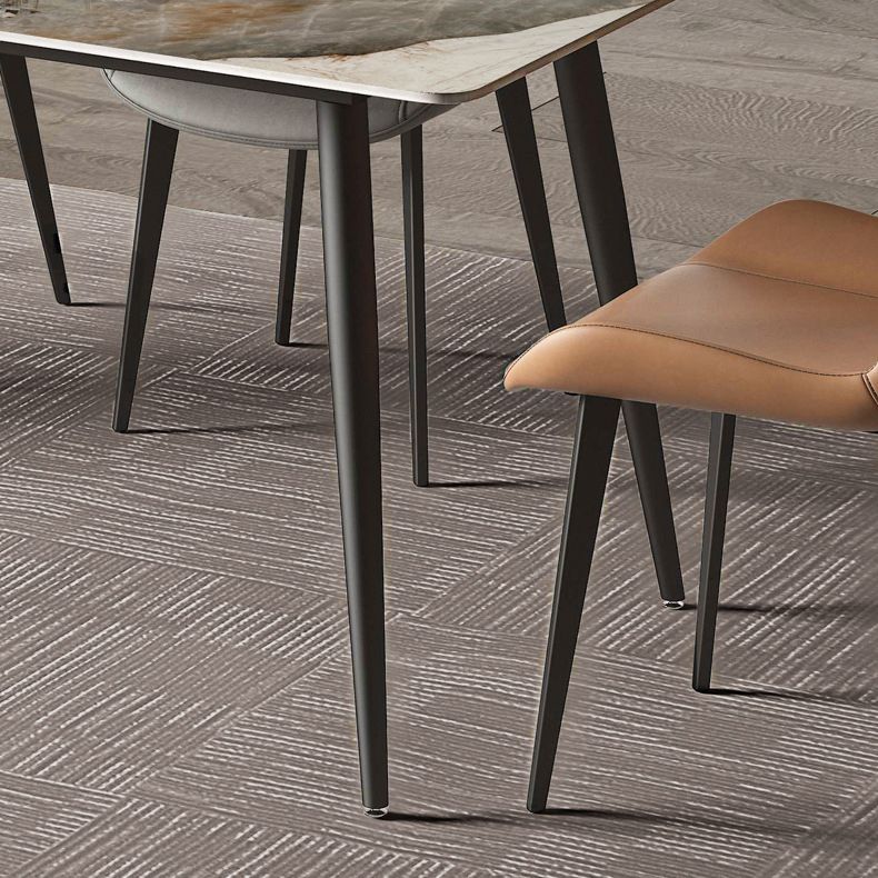 Simplicity Rectangle Dining Room Table Grey Sintered Stone Table with 4 Black Legs Clearhalo ' dining_table' 'Dining Tables & Seating' 'Dining Tables' 'furn' 'furn_dining_table' 'Furniture' 'furniture_dining_table' 'Kitchen & Dining Furniture' 'kitchen&dining_furn' 'kitchen' 'kitchen_dining_table' 1200x1200_78022721-343b-4631-9543-69e6a98e8de2