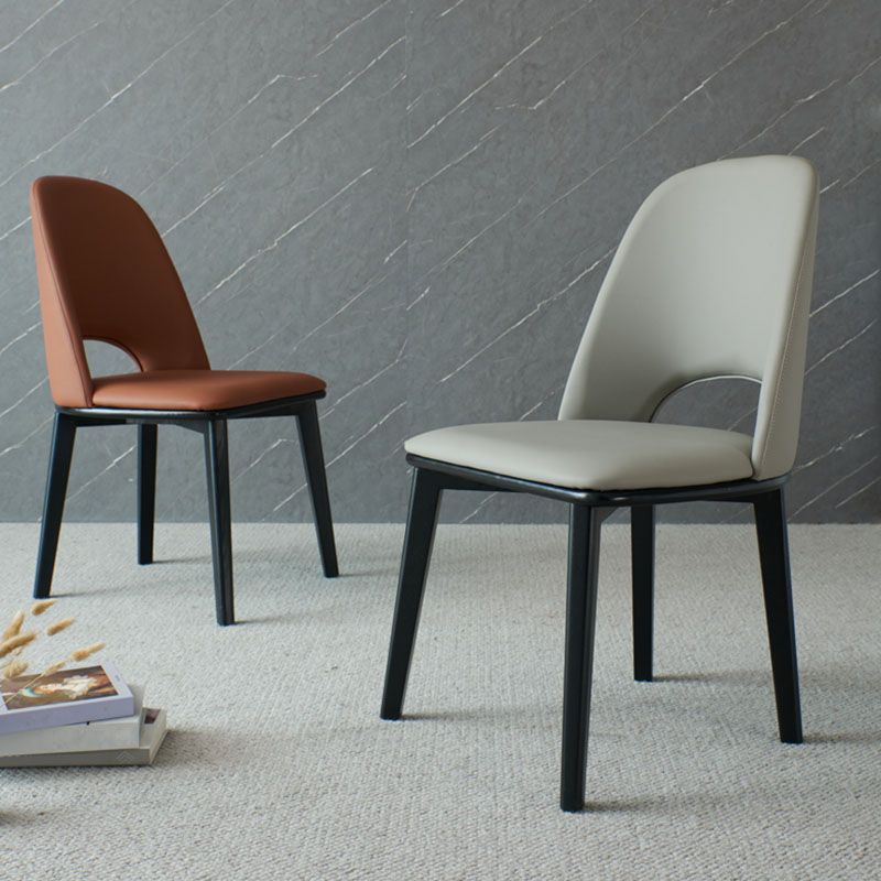 Contemporary Leather Dining Chairs Armless Open Back Chairs with Wood Legs Clearhalo 'Dining Chairs' 'Dining Tables & Seating' 'dining_chair' 'furn' 'furn_dining_chair' 'Furniture' 'furniture_dining_chair' 'Kitchen & Dining Furniture' 1200x1200_78026962-a8b1-4d7d-9e0b-c5c6a831449f