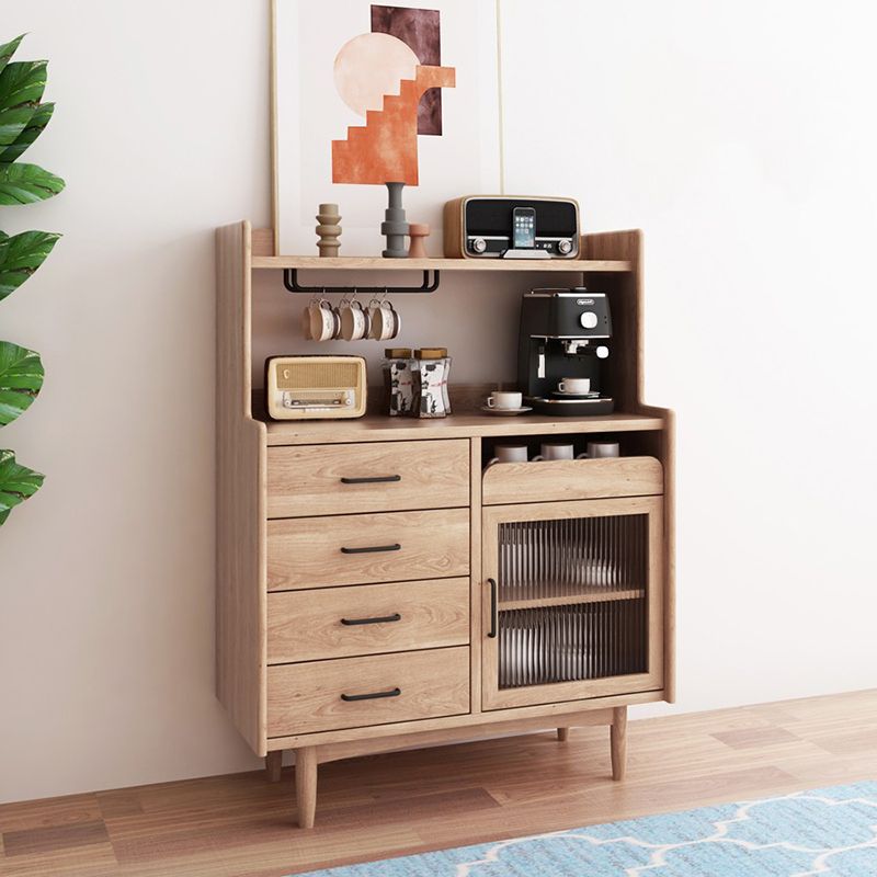 Puertas de vidrio contemporáneas Dining Hutch Pine Hutch Gabinete para comedor