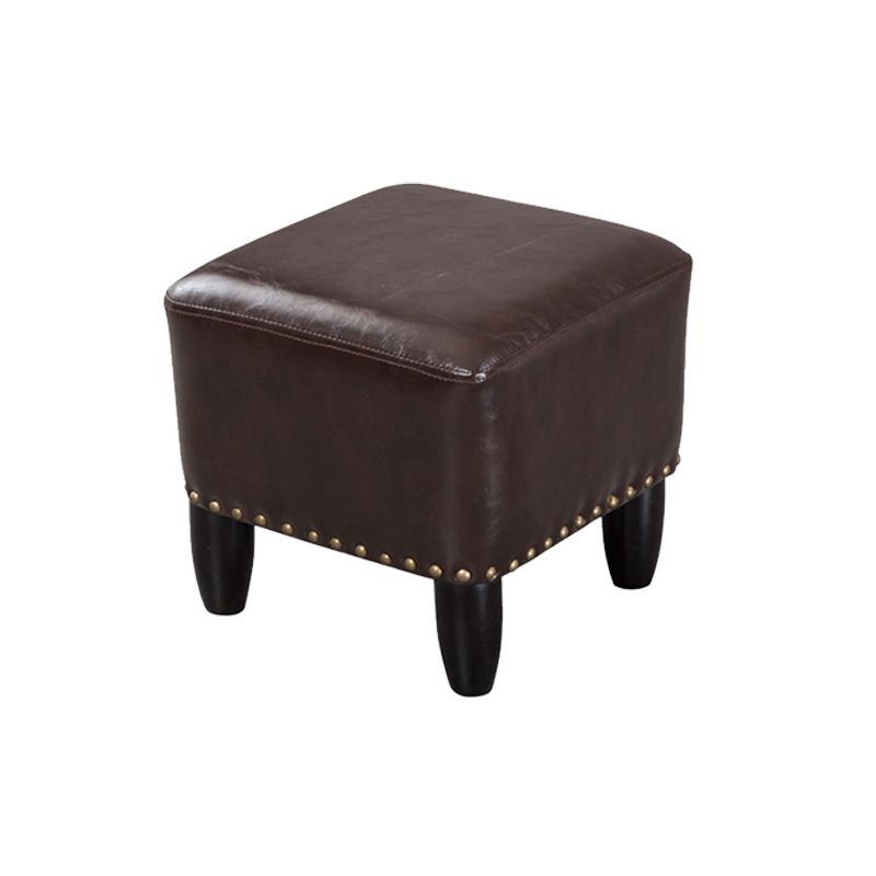 Glam Ottoman Faux Leather Upholstered Solid Color Square Ottoman with Nailhead Trim Clearhalo 'furn' 'furn_ottomans_poufs' 'Furniture' 'Living Room Furniture' 'Ottomans & Poufs' 'ottomans_poufs' 1200x1200_7802d7bd-e26d-4c83-8ed0-4d8fd6049e0b