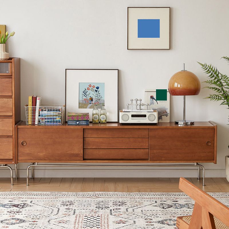 Soporte multimedia para TV de madera Consola multimedia para TV escandinava con 3 cajones