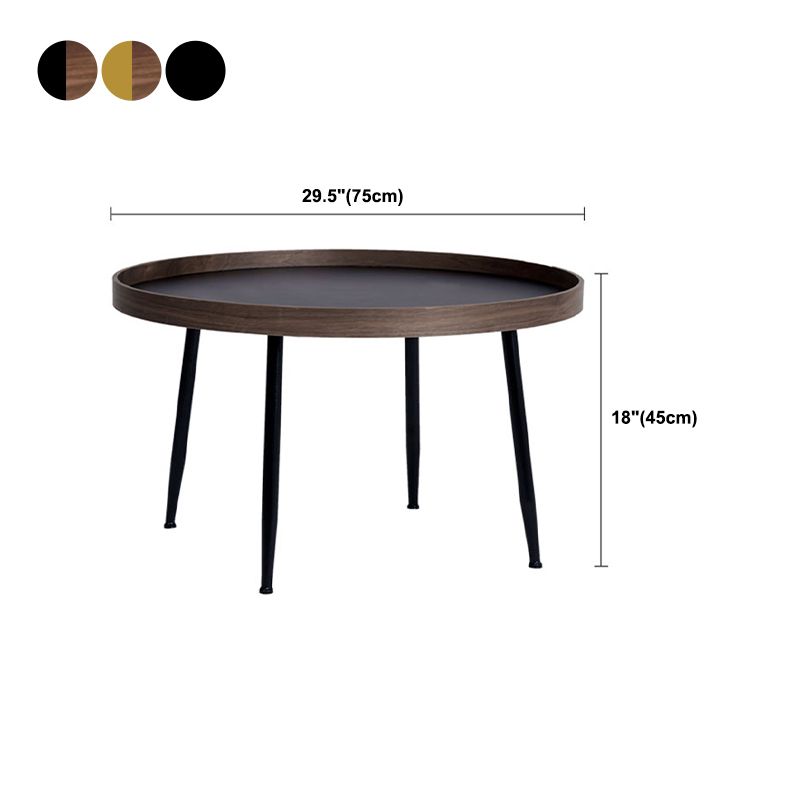 15.7"H Modern 4 Legs Metal Round Brown/Black Wood Top Coffee Table/Nesting Tables Clearhalo 'Coffee & Accent Tables' 'Coffee Tables' 'coffee_tables' 'Furniture' 'furniture_coffee_tables' 'Living Room Furniture' 1200x1200_78062b8a-56af-4fe2-9fe9-949df6490eb2