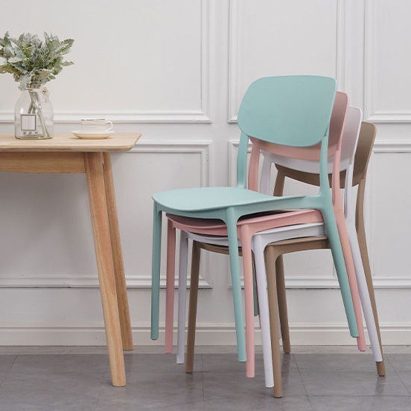 Plastic Dining Chair Modern Style Open Back Dining Armless Chair