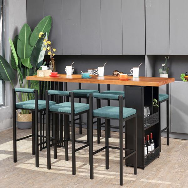 Juego de mesa y taburete de bar industrial rectangular de 1/7 piezas de altura de mostrador