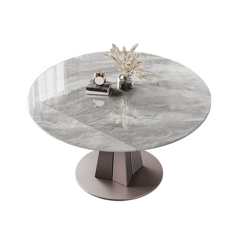 Metal and Slate Table Modern Minimalist Family Retractable Round Dining Table