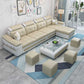 Modern L-shape Sofa and Chaise Right Facing Faux Leather/Linen Blend Sectionals Clearhalo 'furn' 'furn_sectionals' 'Furniture' 'furniture_sectionals' 'kitchen' 'kitchen_sectionals' 'Living Room Furniture' 'Sectionals' 1200x1200_7809c571-7602-47cd-b6ee-88cb9bc79204
