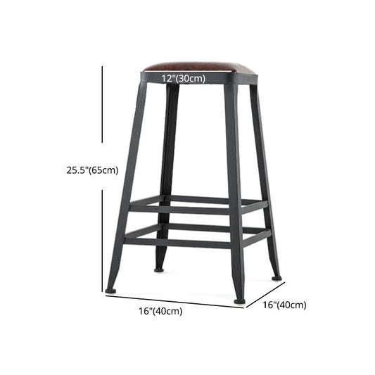 Industrial Footrest Armless Barstool Leather Stackable Coffee Shop Stool Clearhalo 'Bar Furniture' 'Bar Stools' 'bar_stools' 'furn' 'furn_bar_stools' 'Furniture' 'furniture_bar_stools' 'Kitchen & Dining Furniture' 1200x1200_780ace12-b0aa-44b2-b5fa-835aaeb1f40a