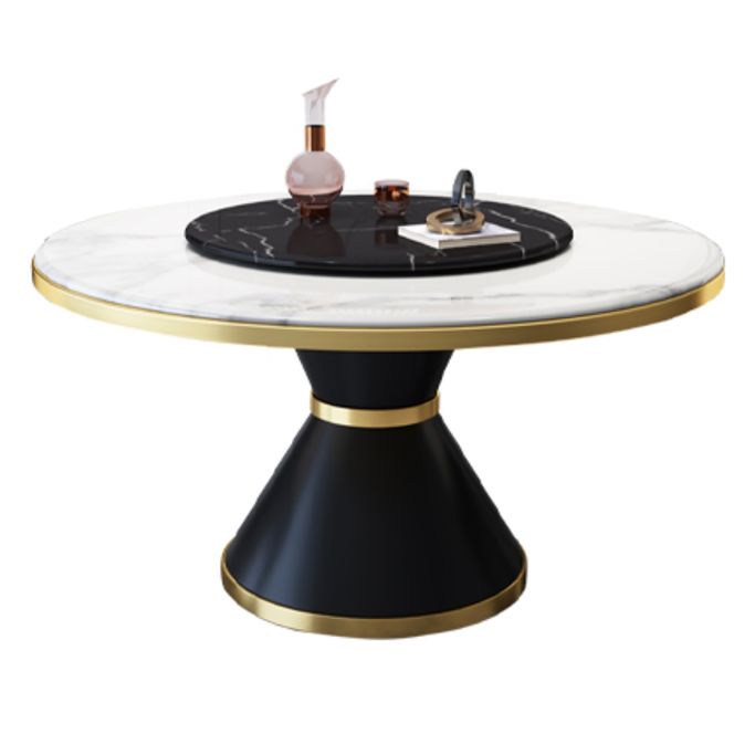 Glam Sintered Stone Round Shape Dining Table Kitchen Standard Dining Table with Pedestal Base Clearhalo ' dining_table' 'Dining Tables & Seating' 'Dining Tables' 'furn' 'furn_dining_table' 'Furniture' 'furniture_dining_table' 'Kitchen & Dining Furniture' 'kitchen&dining_furn' 'kitchen' 'kitchen_dining_table' 1200x1200_780e612a-0e48-41ac-b832-1c893005ad9c