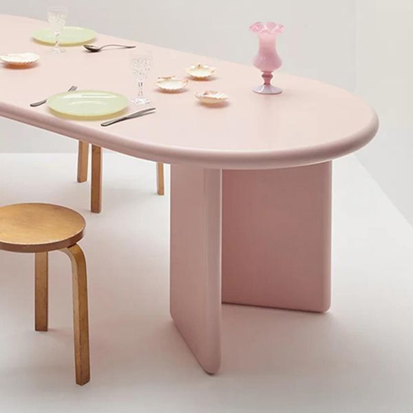 Modern Style Dining Table Oval Solid Wood Dining Table with Double Pedestal Base Clearhalo ' dining_table' 'Dining Tables & Seating' 'Dining Tables' 'furn' 'furn_dining_table' 'Furniture' 'furniture_dining_table' 'Kitchen & Dining Furniture' 'kitchen&dining_furn' 'kitchen' 'kitchen_dining_table' 1200x1200_780e844b-ccb5-4267-9a6d-5f532d40d26b