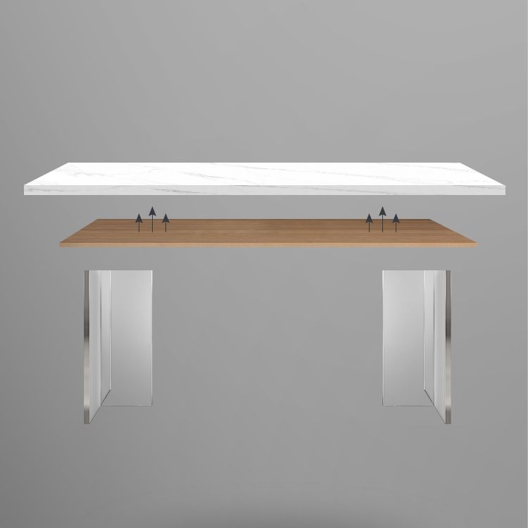 Modern Acrylic Dining Table Set 1/2/3/5 Pieces Rectangle Sintered Stone Top Dinette Set Clearhalo 'Dining Room Sets' 'Dining Tables & Seating' 'dining_room_set' 'furn' 'furn_dining_room_set' 'Furniture' 'furniture_dining_room_set' 'Kitchen & Dining Furniture' 1200x1200_780faa77-4013-479f-adc6-94b7fe53b73b