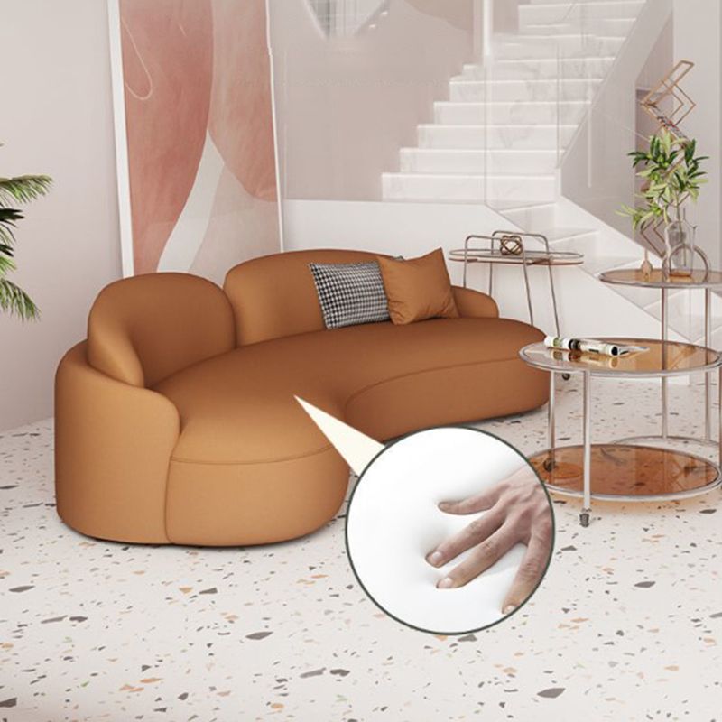 灰色とオレンジのモダンな腕のない座席曲線縫製枕バックソファソファ