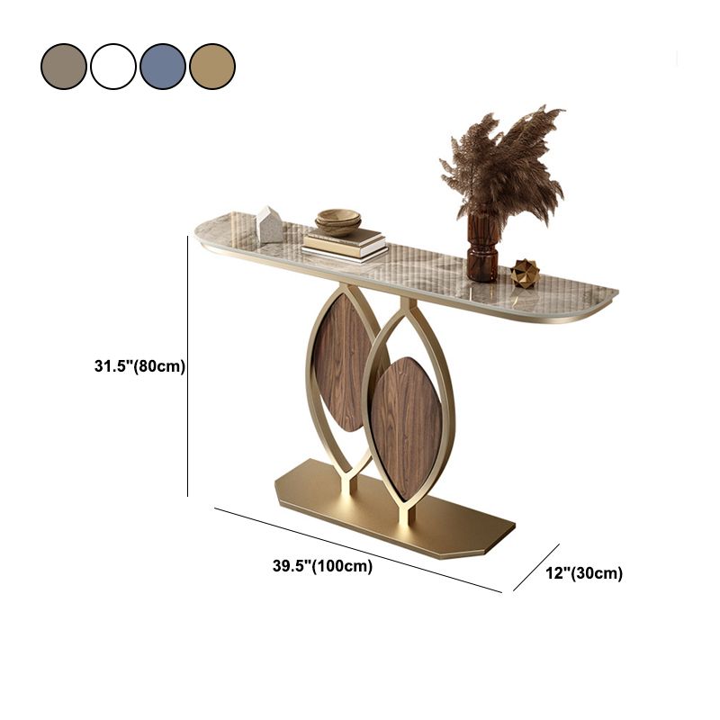 Tavolo console glam di pietra larga da 11 "tavolo da divano console mezzaluna