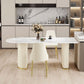 Metal Traditional Luxury Free Form Indoor Table Sintered Stone Table for Kitchen Clearhalo ' dining_table' 'Dining Tables & Seating' 'Dining Tables' 'furn' 'furn_dining_table' 'Furniture' 'furniture_dining_table' 'Kitchen & Dining Furniture' 'kitchen&dining_furn' 'kitchen' 'kitchen_dining_table' 1200x1200_78127018-b939-4524-b547-68ed13990a65