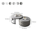Mesa de centro moderna para cóctel, mesa de centro redonda de cristal/pizarra con 2 cajones