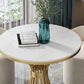 White Faux Marble Dining Table Traditional Luxury Round Table for Home Clearhalo 'Dining Tables & Seating' 'Dining Tables' 'dining_table' 'furn' 'furn_dining_table' 'Furniture' 'Kitchen & Dining Furniture' 1200x1200_781682a0-dbaa-40da-a0d3-06f545458c33