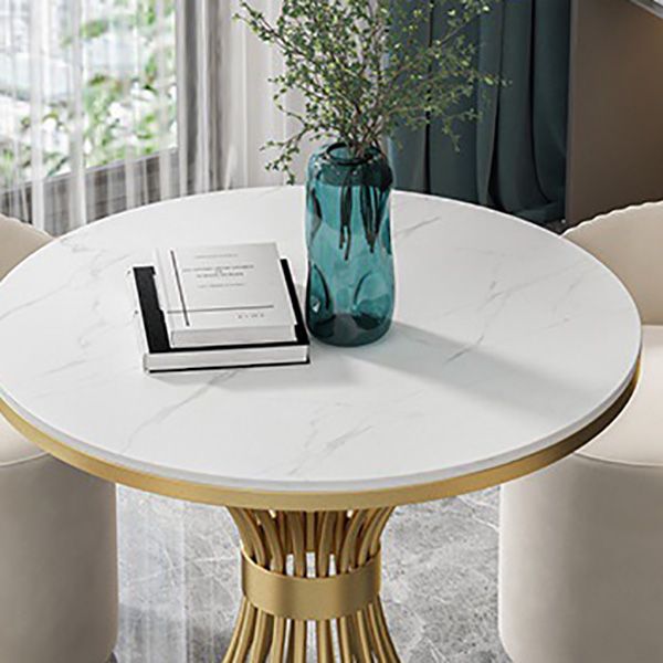 White Faux Marble Dining Table Traditional Luxury Round Table for Home Clearhalo 'Dining Tables & Seating' 'Dining Tables' 'dining_table' 'furn' 'furn_dining_table' 'Furniture' 'Kitchen & Dining Furniture' 1200x1200_781682a0-dbaa-40da-a0d3-06f545458c33