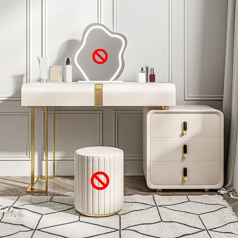 Glam Slate Top make -up ijdelheid bureau met lade, beige kleedtafel