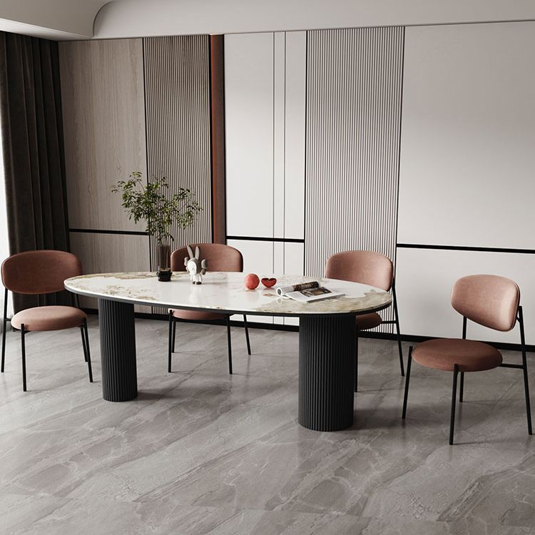 Sintered Stone Top Dining Table Oval Table with Metal Base and 3 Legs Clearhalo ' dining_table' 'Dining Tables & Seating' 'Dining Tables' 'furn' 'furn_dining_table' 'Furniture' 'furniture_dining_table' 'Kitchen & Dining Furniture' 'kitchen&dining_furn' 'kitchen' 'kitchen_dining_table' 1200x1200_7817839f-fc49-4c6b-8548-abc369d47350